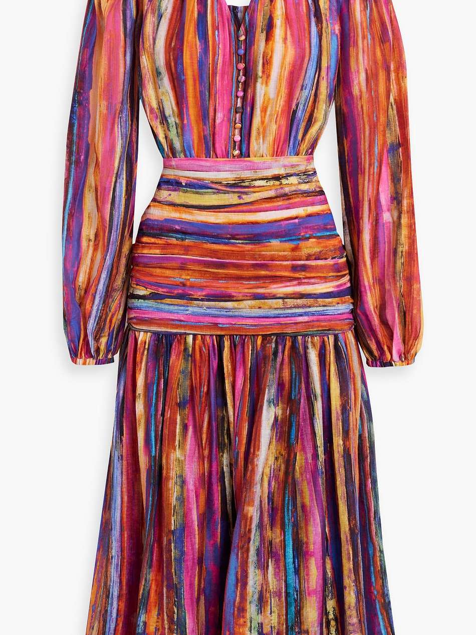 les fauves cold-shoulder striped tencel™-blend midi dress