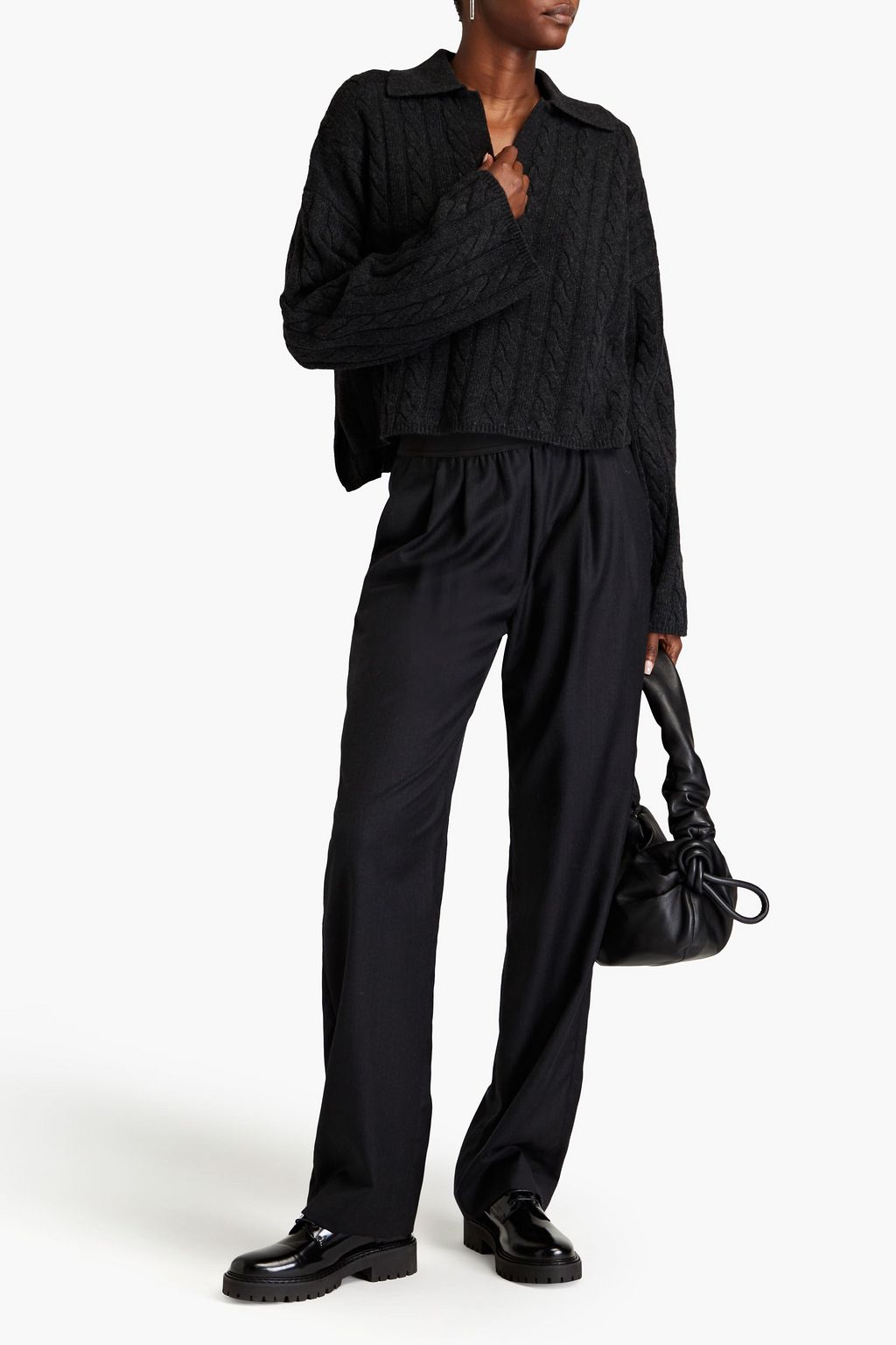 JOSEPH Pullover mit Polokragen und Zopfstrickmuster