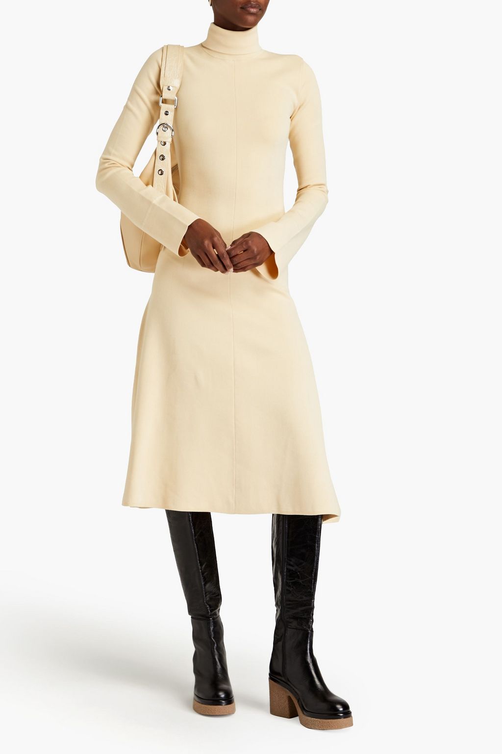 JOSEPH Stretch silk-blend turtleneck midi dress