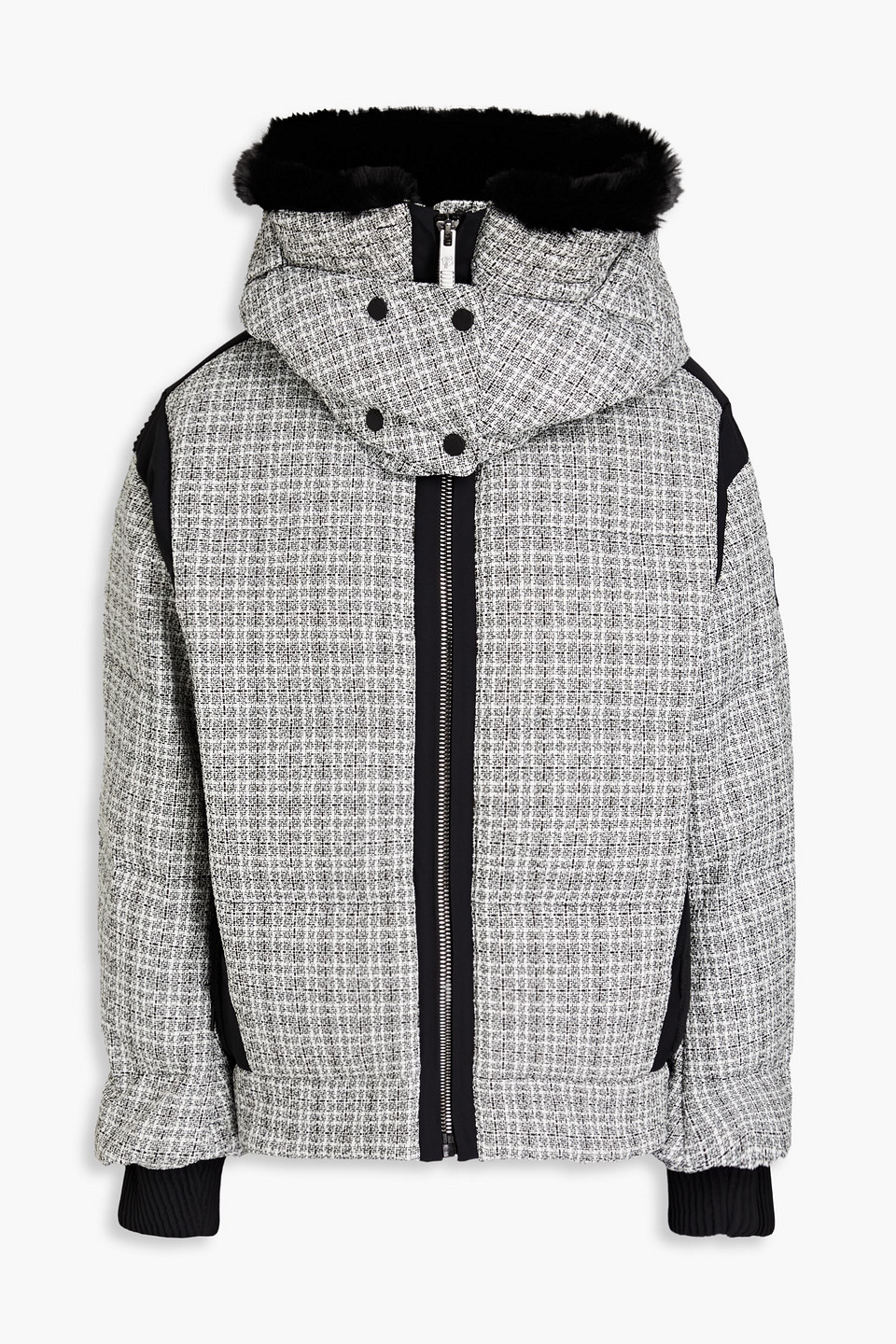 Fusalp Quilted Tweed Hooded Jacket In Black