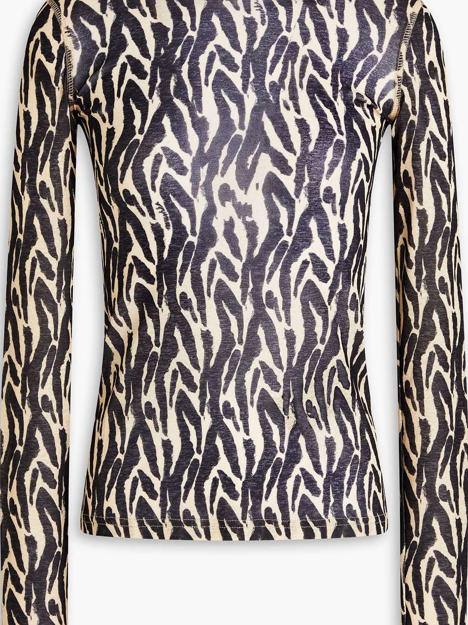 harri zebra-print stretch-jersey turtleneck top