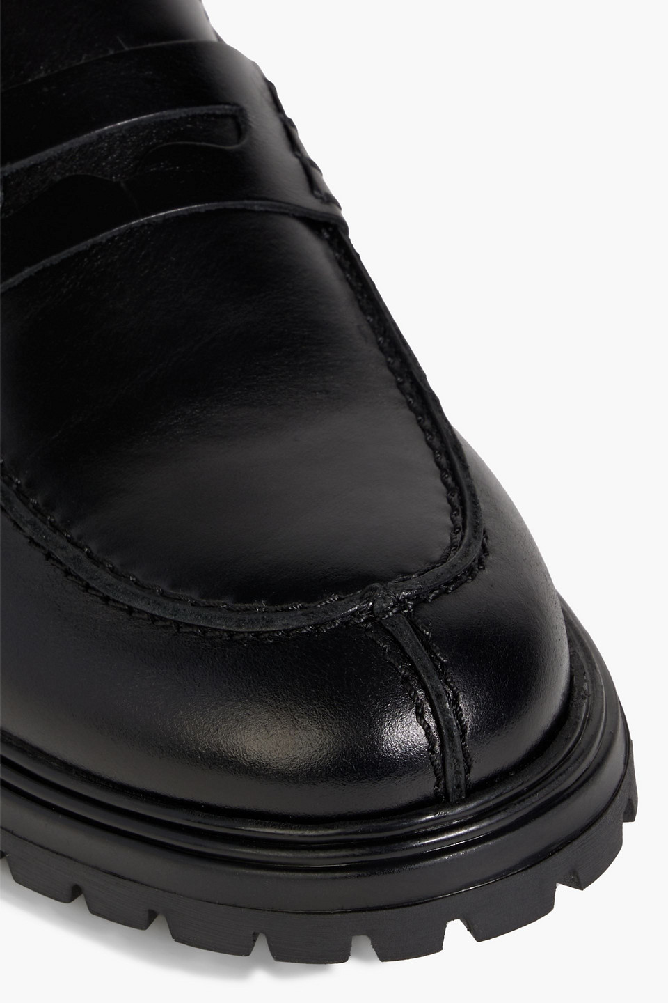 Shop Iris & Ink Ellis Leather Loafers In Black