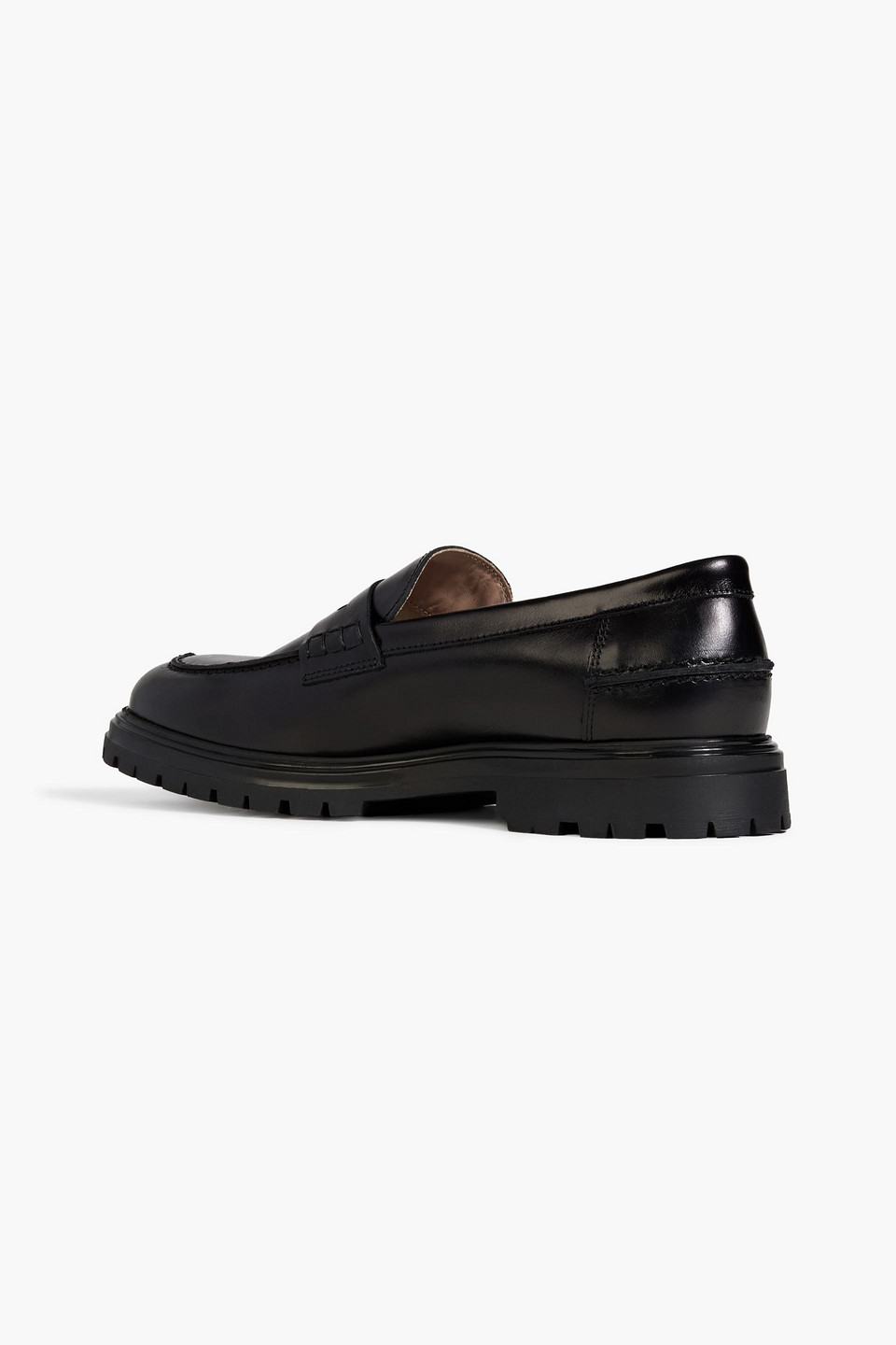 Shop Iris & Ink Ellis Leather Loafers In Black