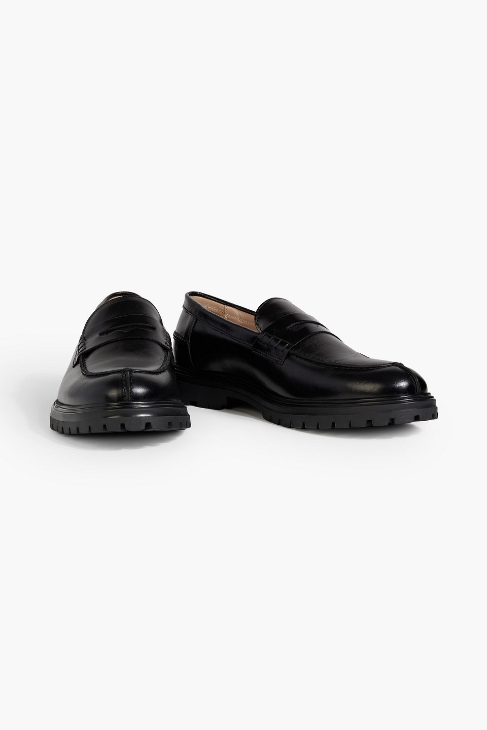 Shop Iris & Ink Ellis Leather Loafers In Black