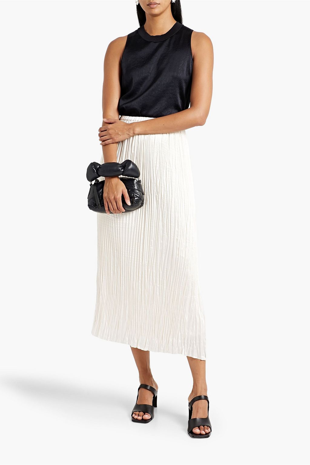 VINCE. Crinkled satin tank