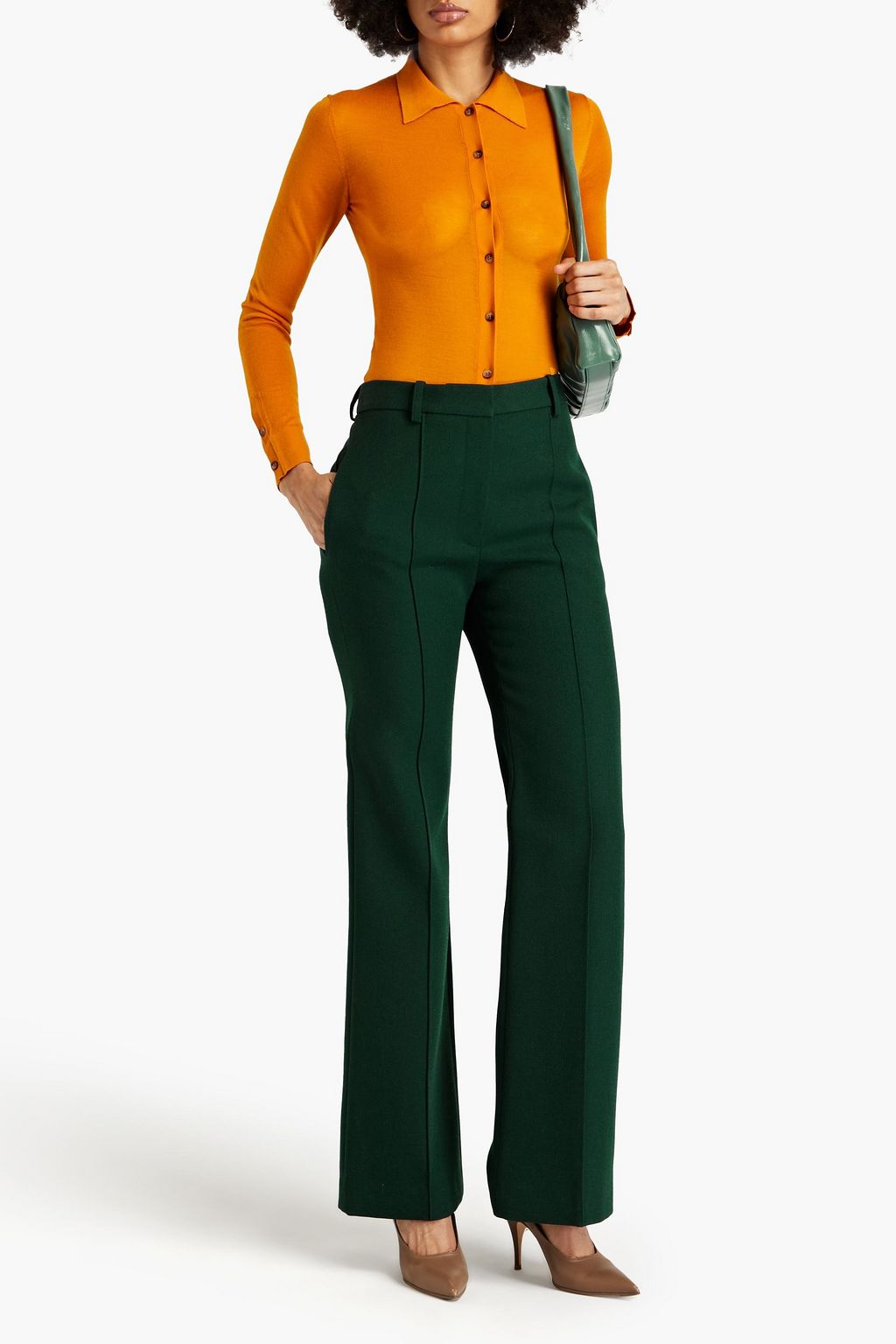 VICTORIA BECKHAM Wool-gabardine flared pants