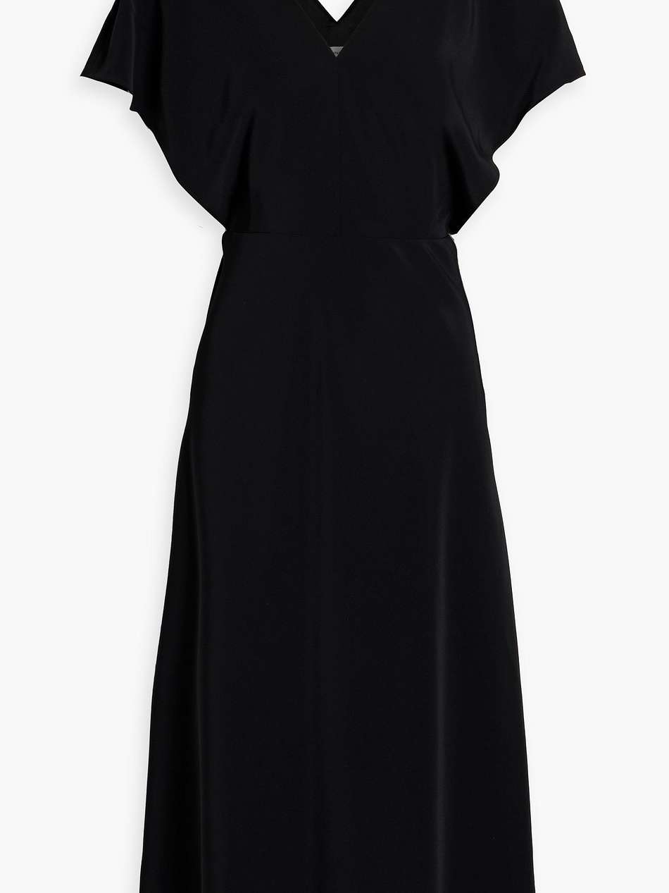 draped crepe midi dress