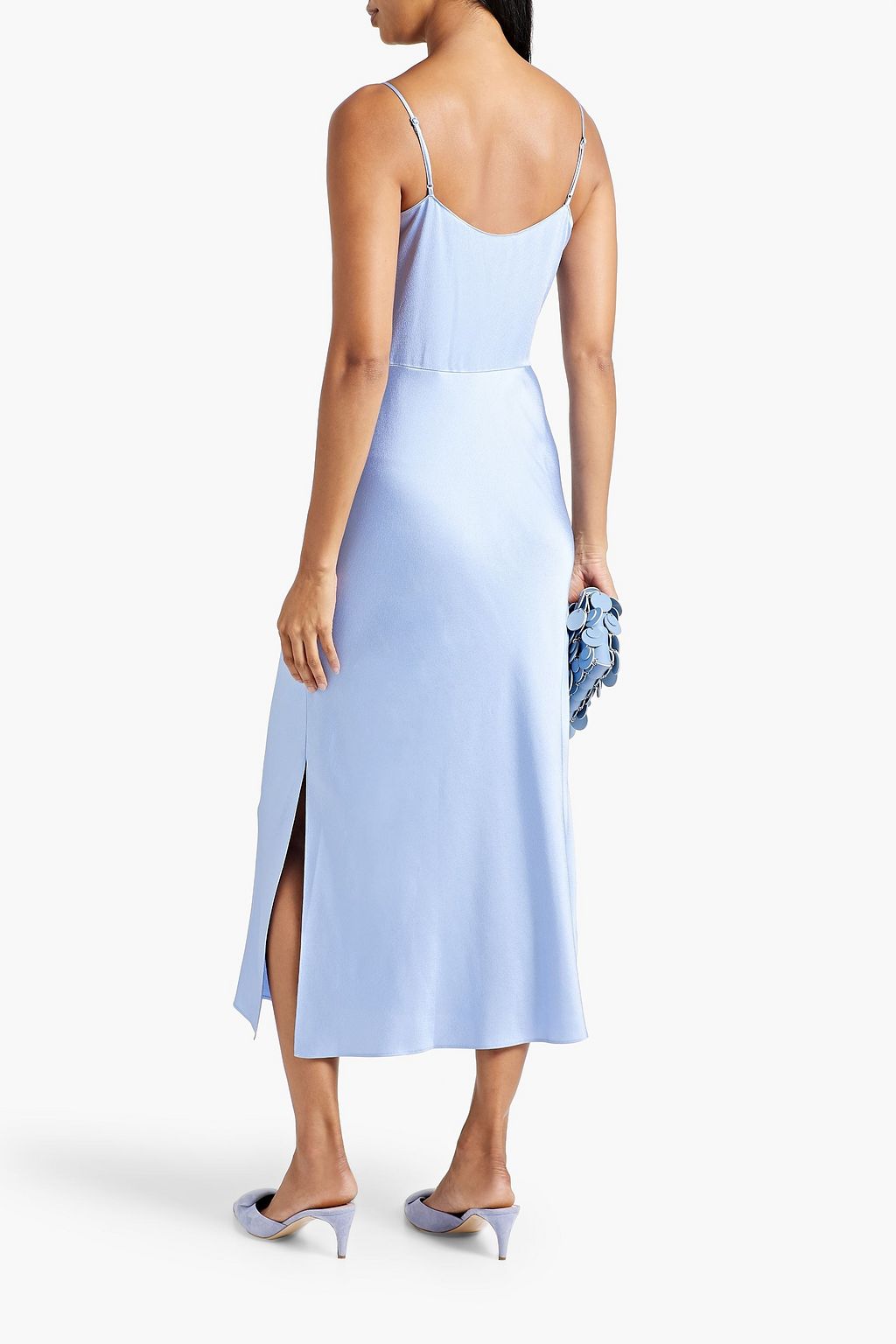 VINCE. Draped satin-crepe midi dress