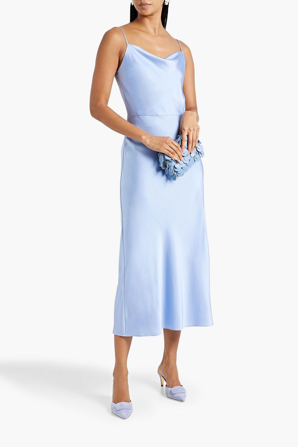VINCE. Draped satin-crepe midi dress