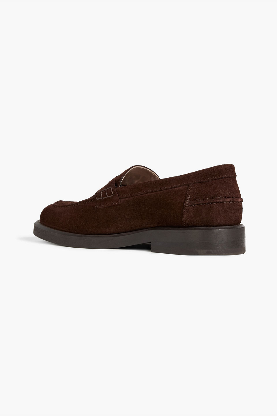 Shop Iris & Ink Ellis Suede Loafers In Chocolate