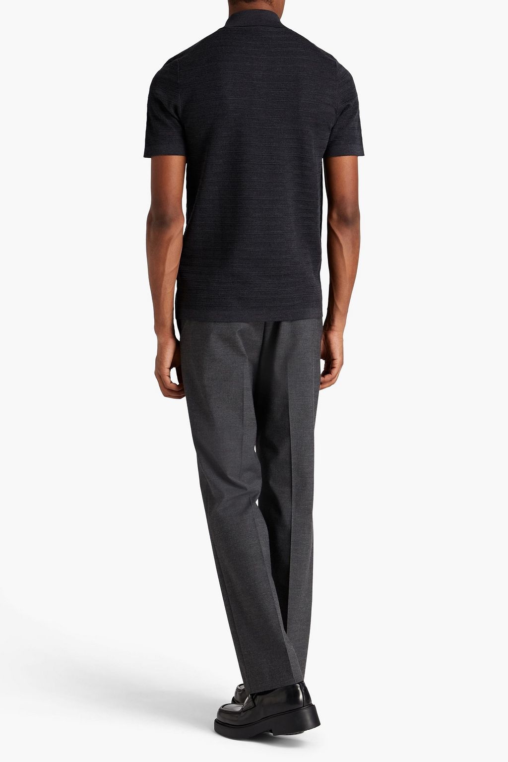 DUNHILL Ribbed muberry silk polo shirt