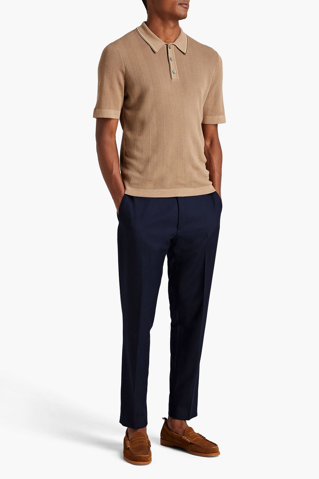 DUNHILL Ribbed cotton polo shirt
