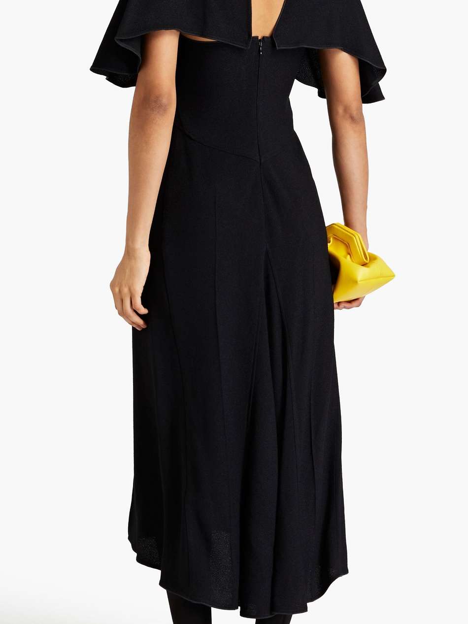 cold-shoulder cutout crepe midi dress