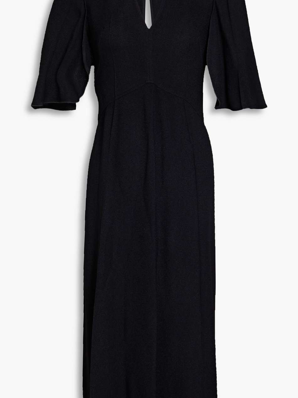 cold-shoulder cutout crepe midi dress