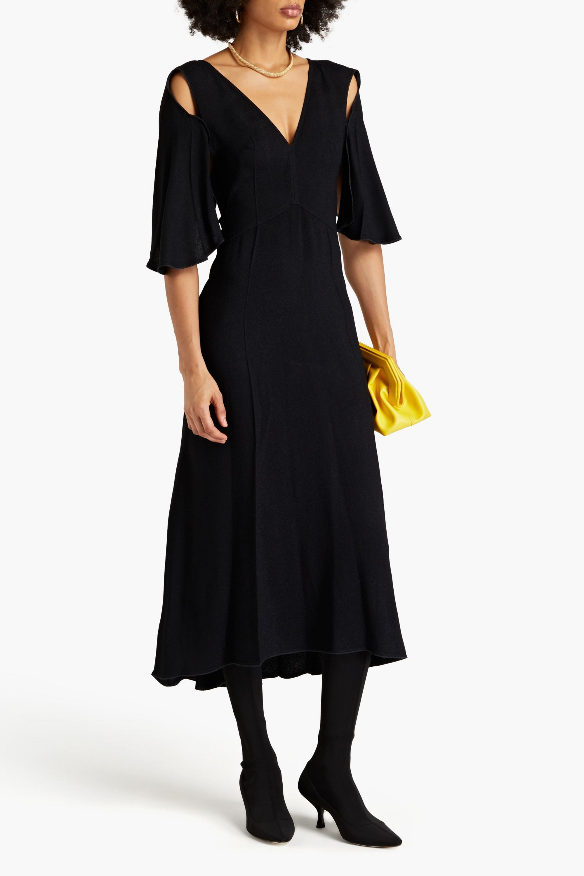 Victoria Beckham Cold-shoulder cutout crepe midi dress