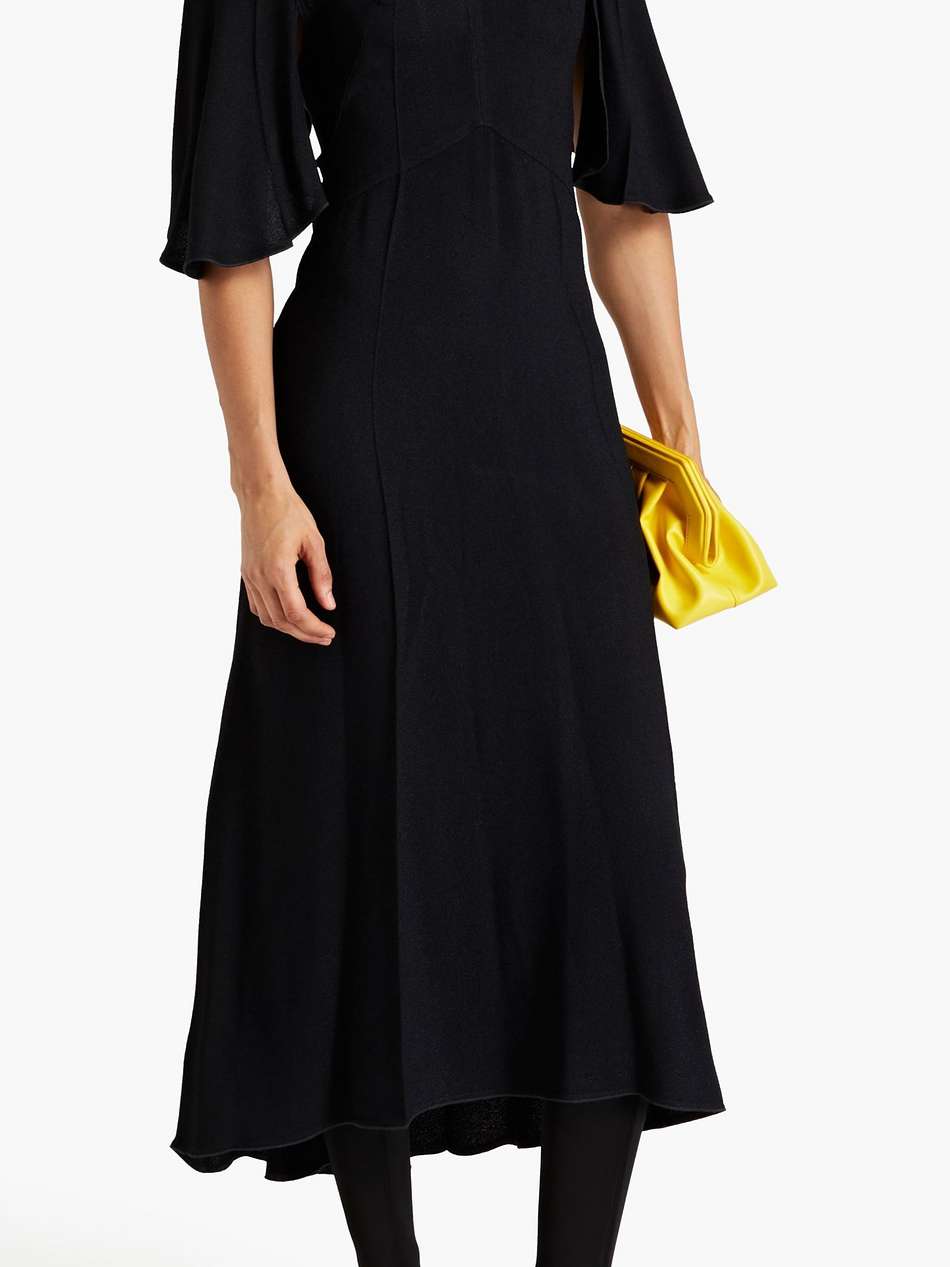 cold-shoulder cutout crepe midi dress
