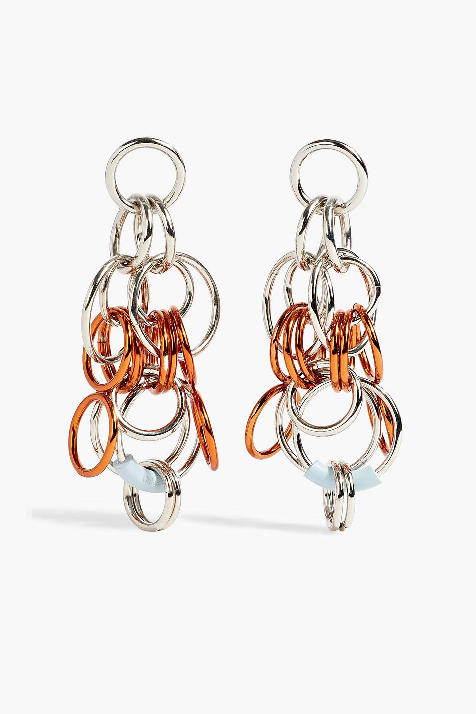 Chloé Silver-tone Enamel Earrings In Copper