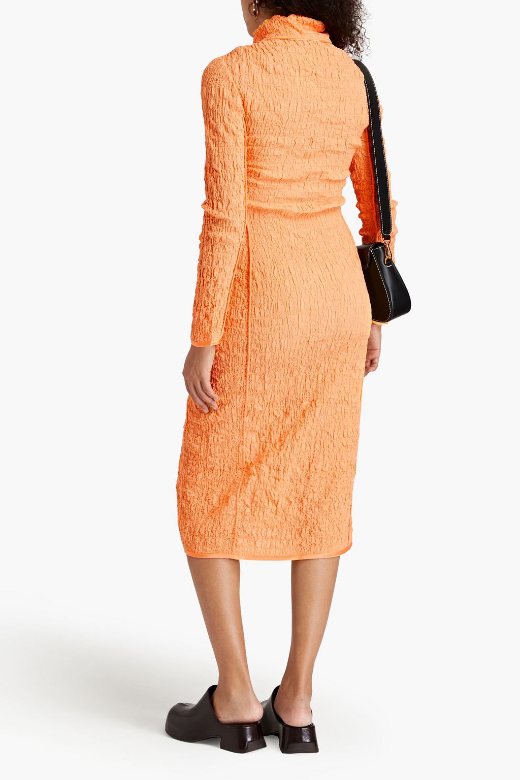 ACNE STUDIOS Satin-trimmed cotton-blend seersucker midi dress