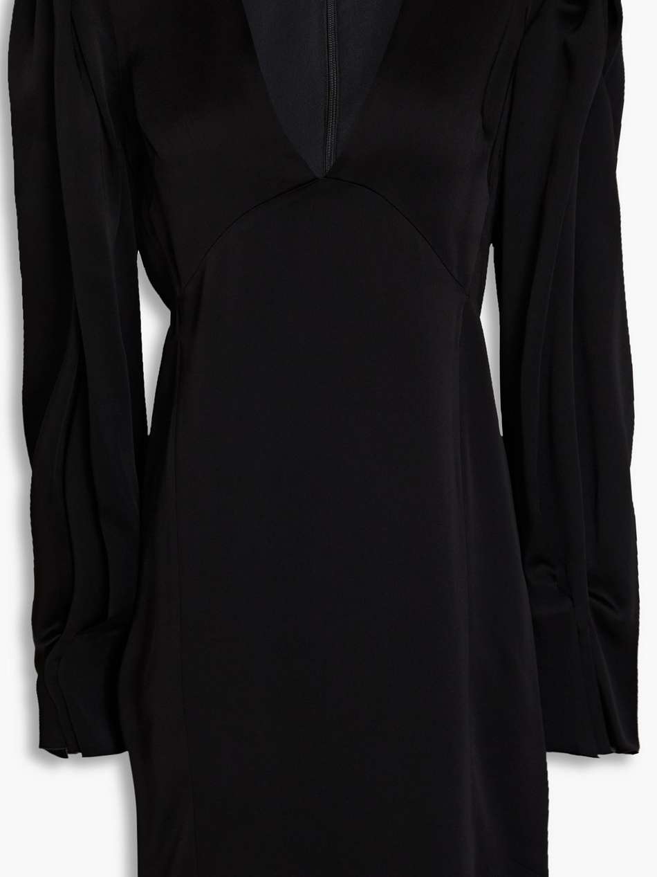 pleated satin-crepe mini dress