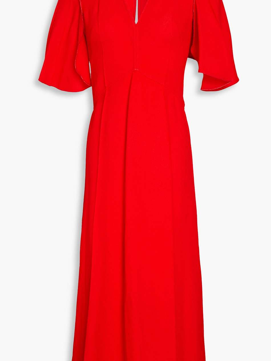 cold-shoulder cutout crepe midi dress