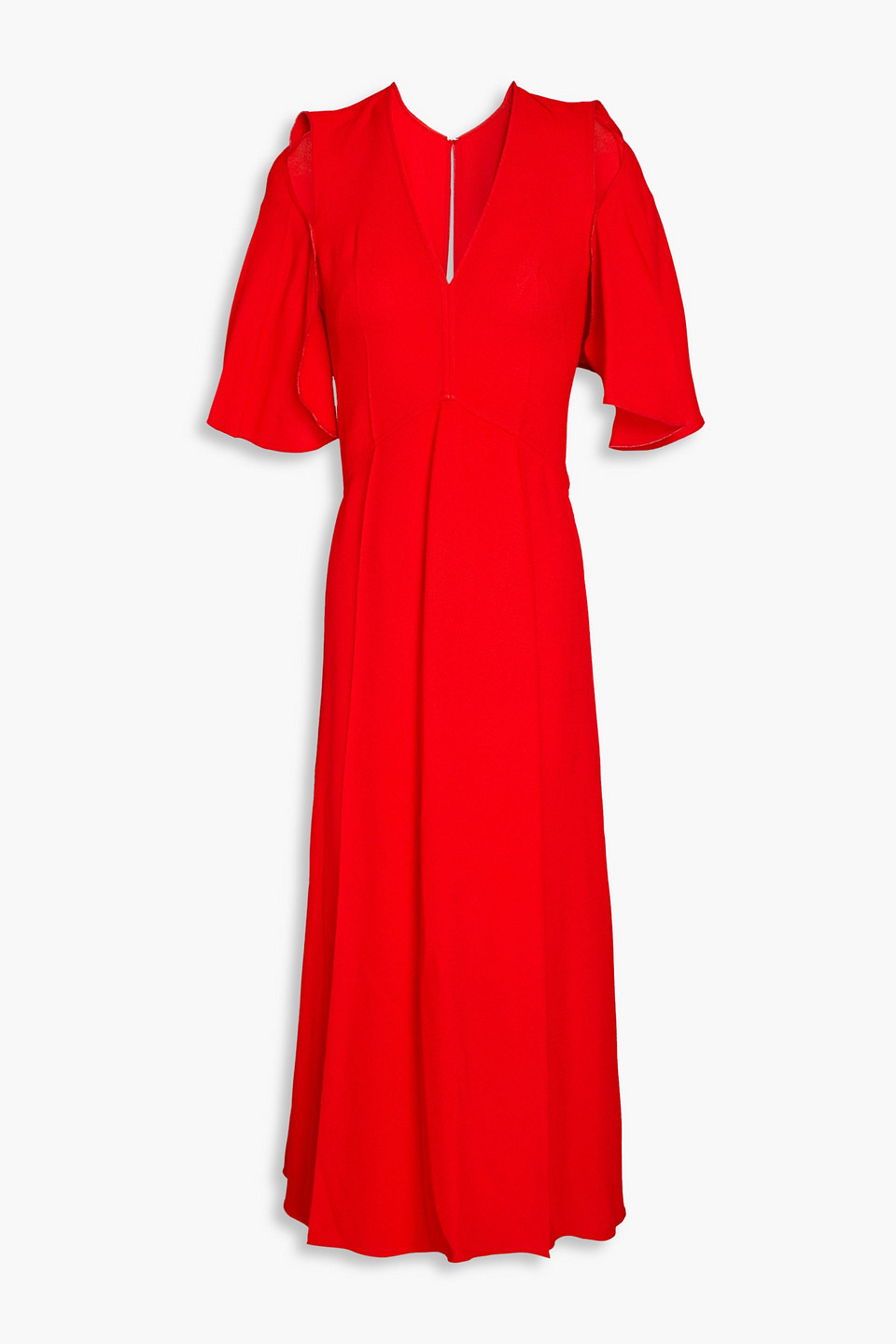 Shop Victoria Beckham Cold-shoulder Cutout Crepe Midi Dress In Tomato Red