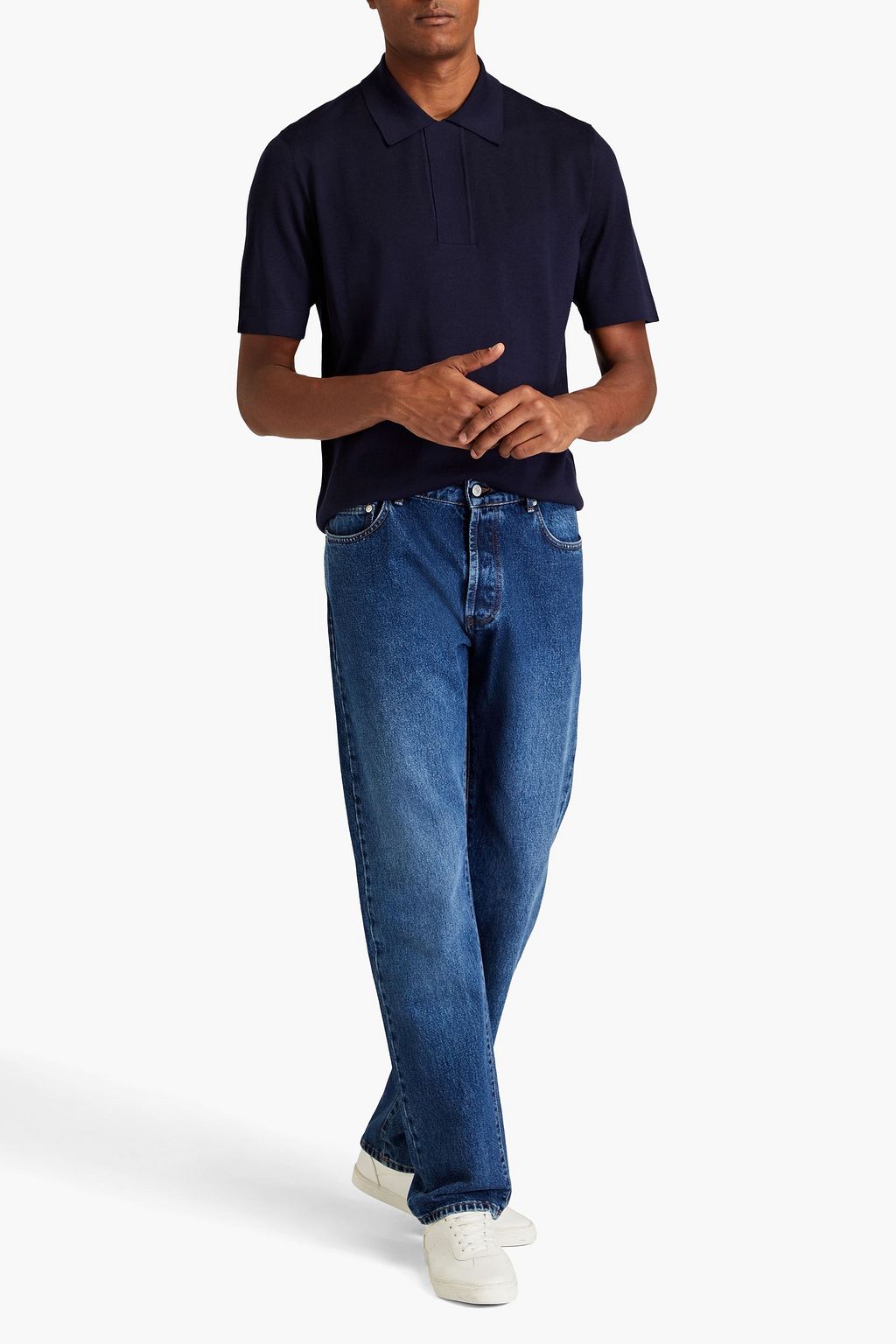DUNHILL Merino wool and mulberry silk-blend polo shirt