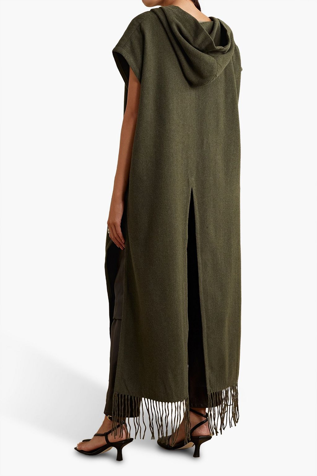 CHRISTOPHER ESBER Oversized fringed wool-blend felt hooded poncho