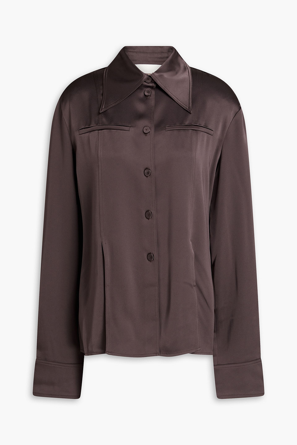 Nanushka Elu Satin Shirt In Chocolate