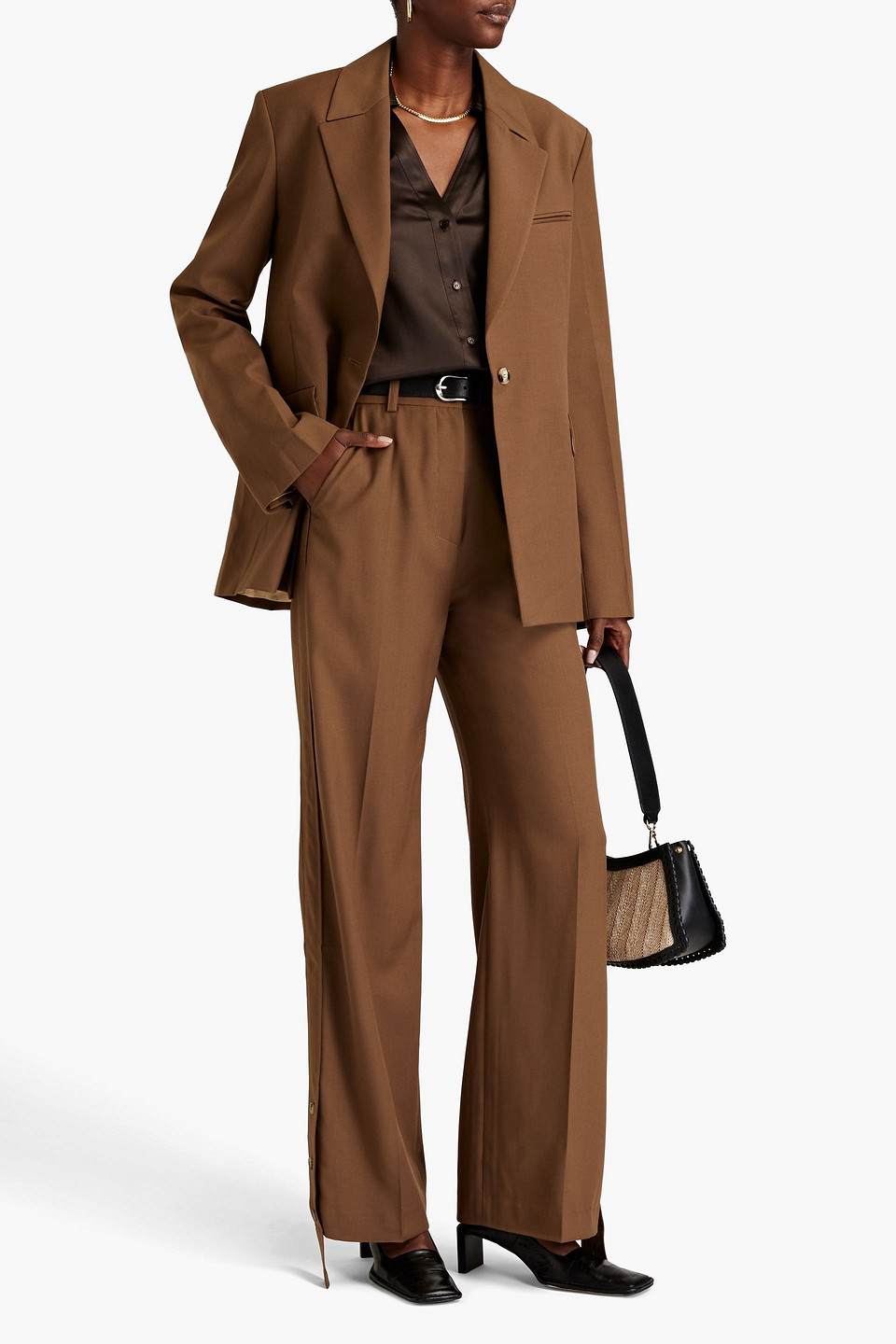Nanushka Bida Woven Wide-leg Pants In Taupe