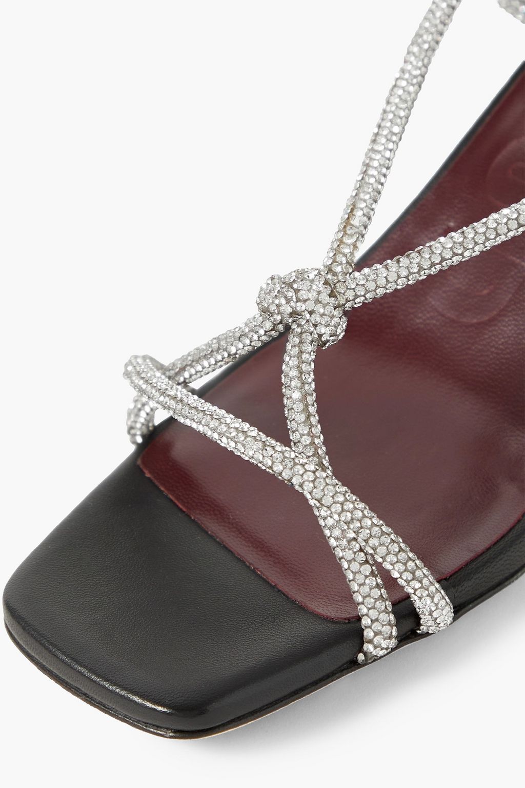 STAUD Slingback-Mules aus Leder mit Kristallverzierung und Knotendetail