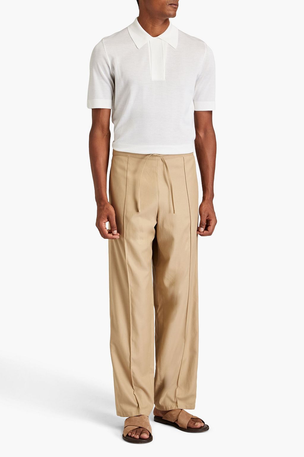 DUNHILL Merino wool and mulberry silk-blend polo shirt