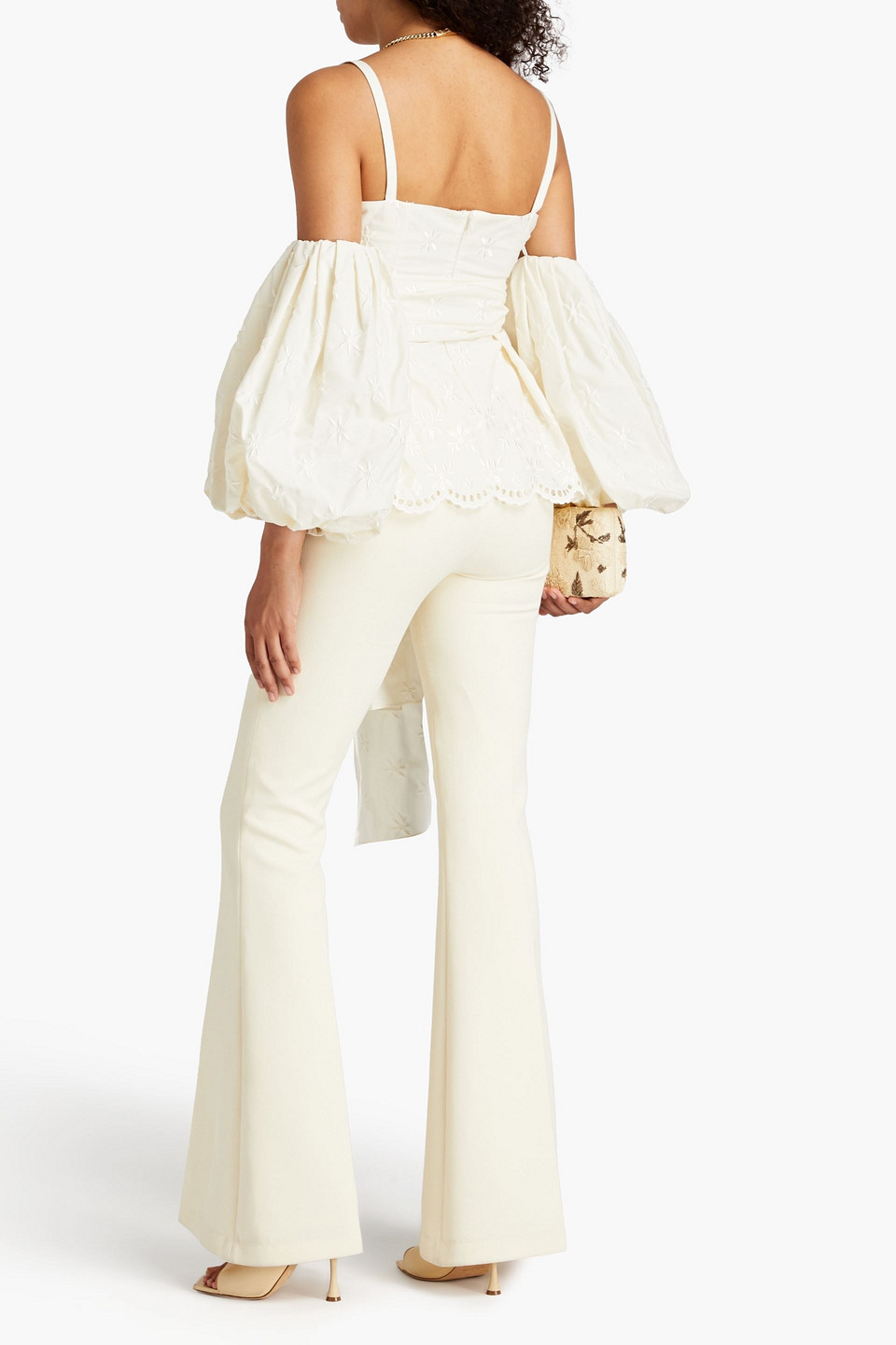 ERDEM MARYAM EMBROIDERED WOVEN PEPLUM TOP