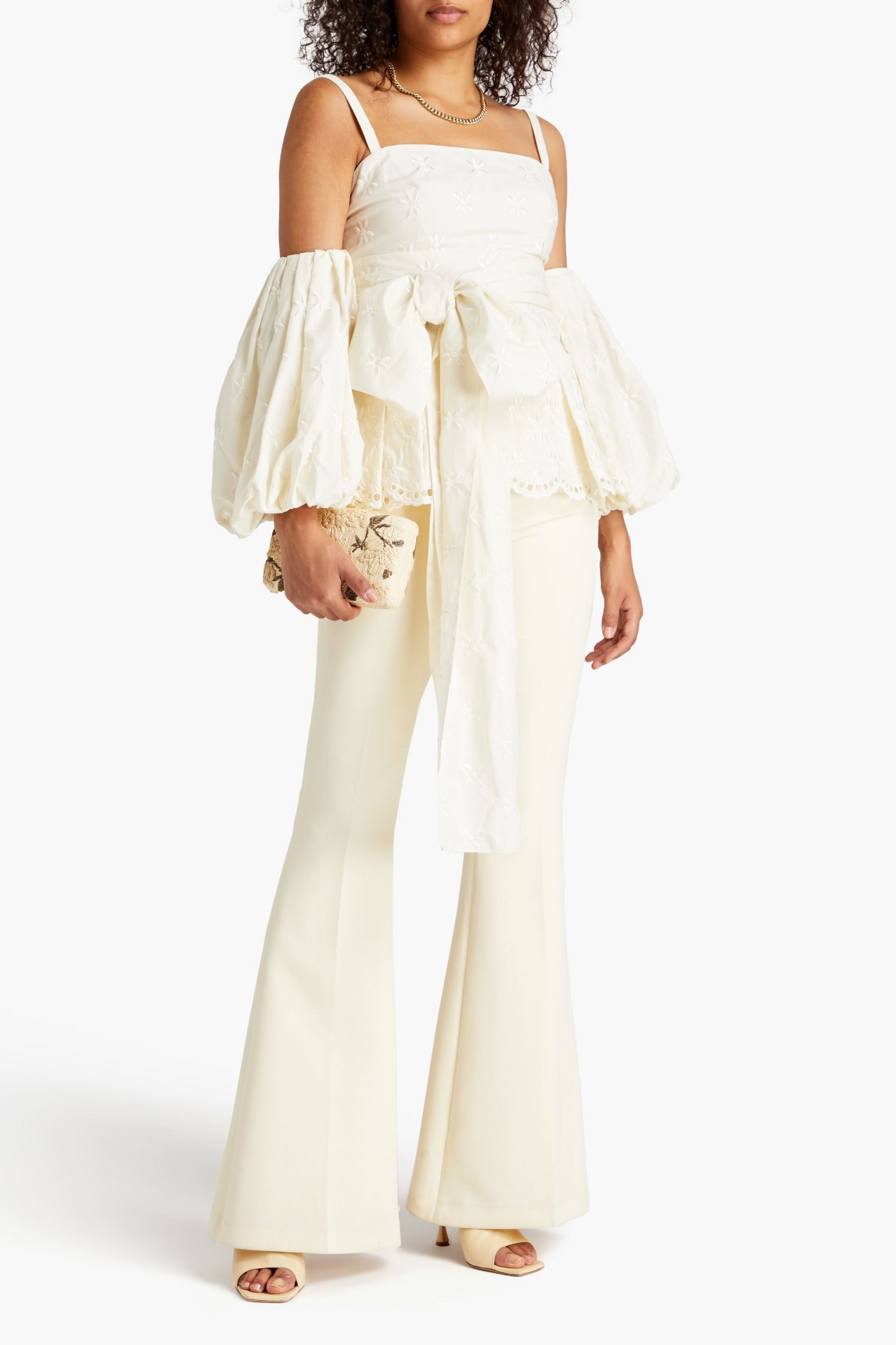 Erdem Maryam embroidered woven peplum top