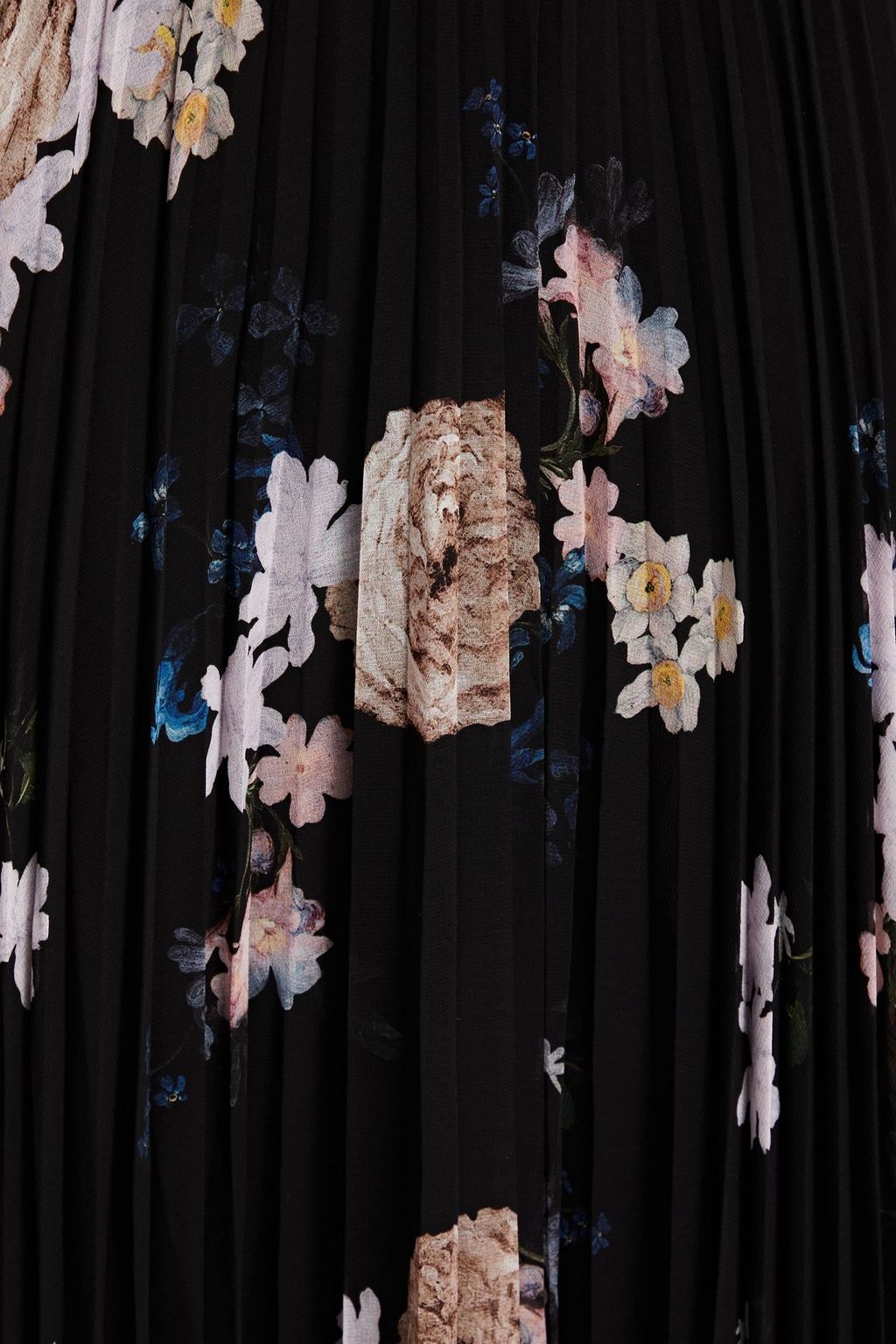 ERDEM Pleated floral-print georgette midi skirt