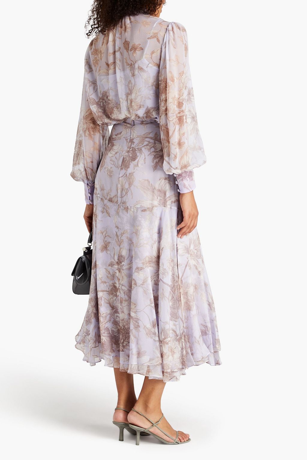 ERDEM Asymmetric floral-print silk-georgette midi skirt