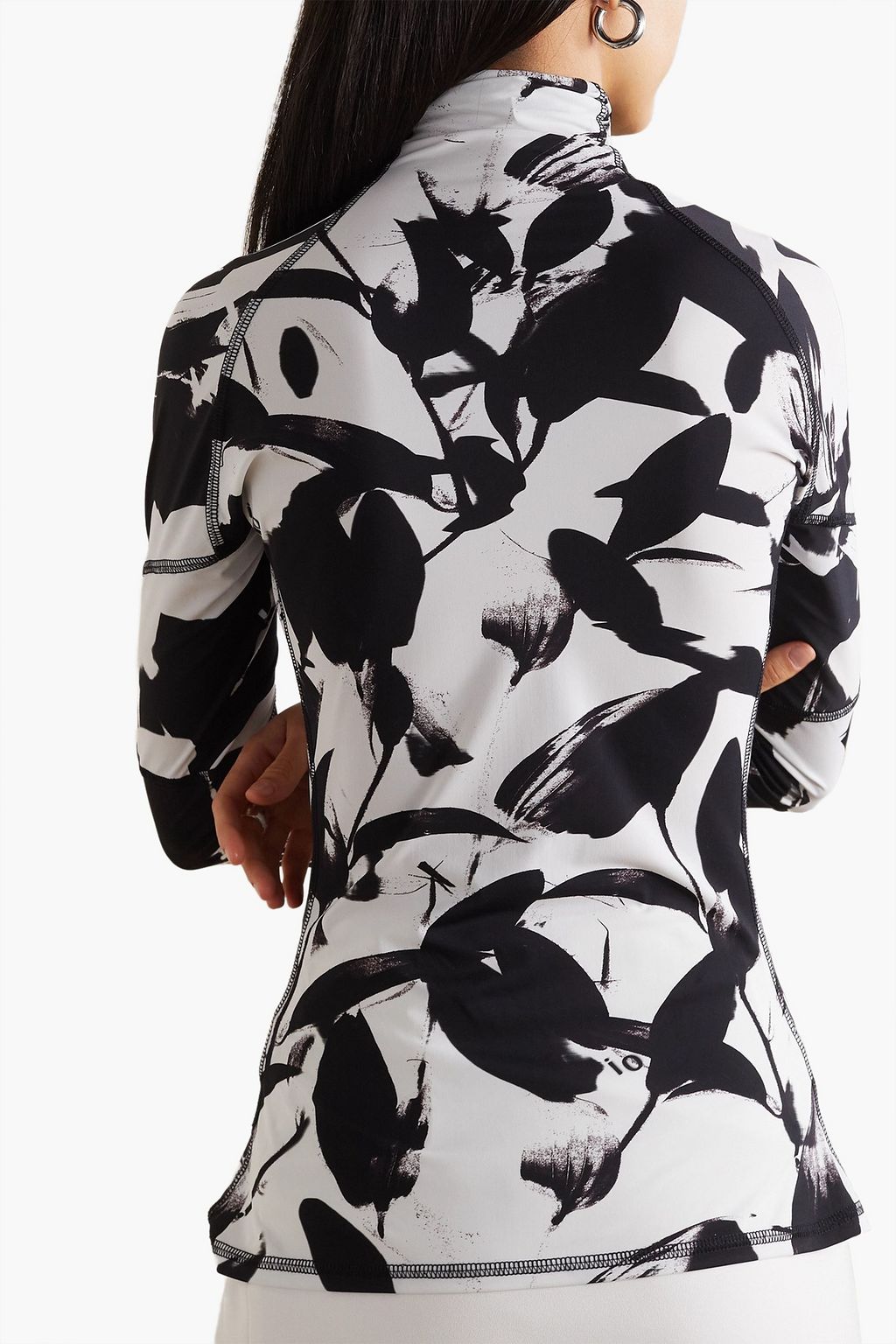 IOANNES Printed stretch-jersey turtleneck top