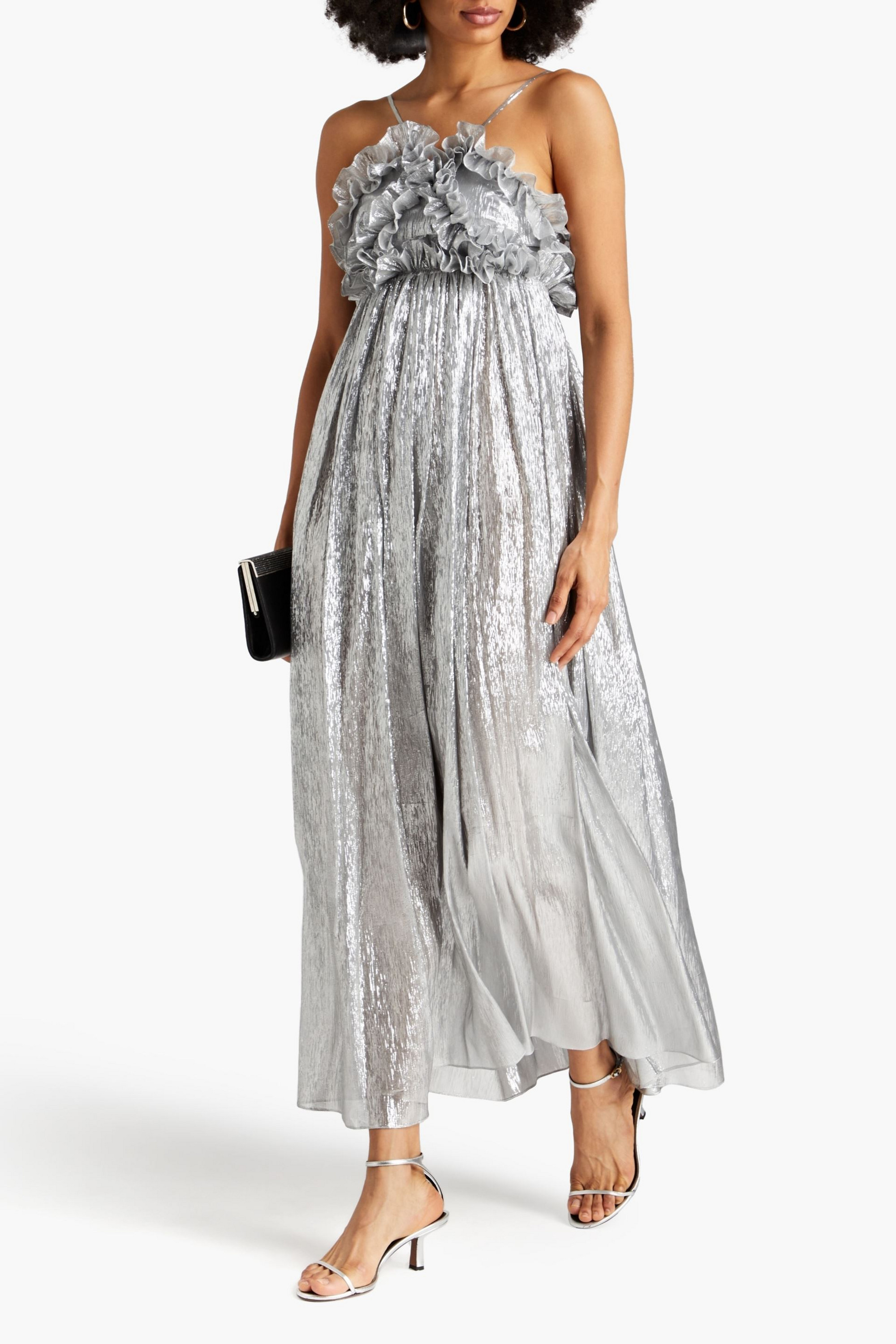 Petar Petrov Allas ruffled silk-blend lamé maxi dress