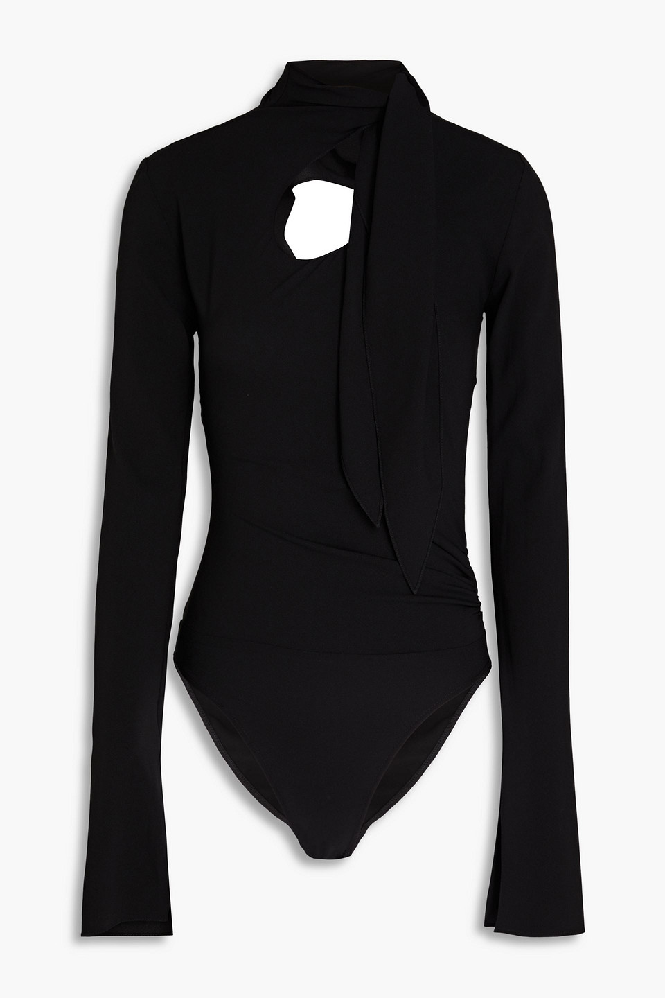 Petar Petrov - Cutout ruched silk crepe de chine bodysuit - Black - FR 42