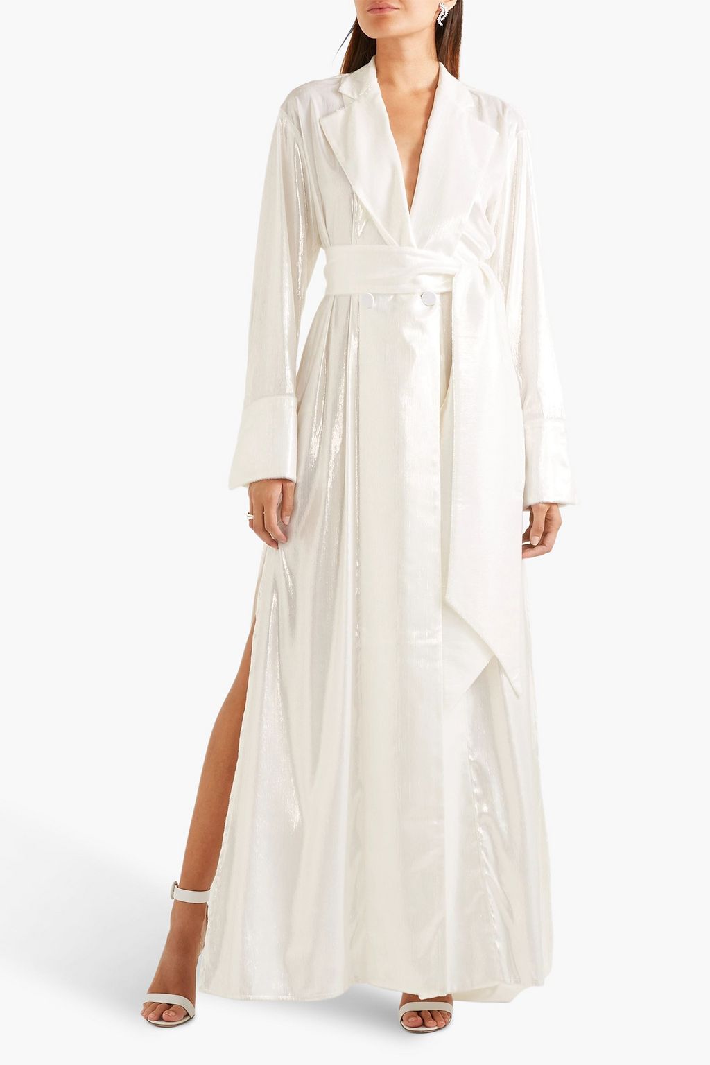 MICHAEL LO SORDO Double-breasted metallic velvet gown