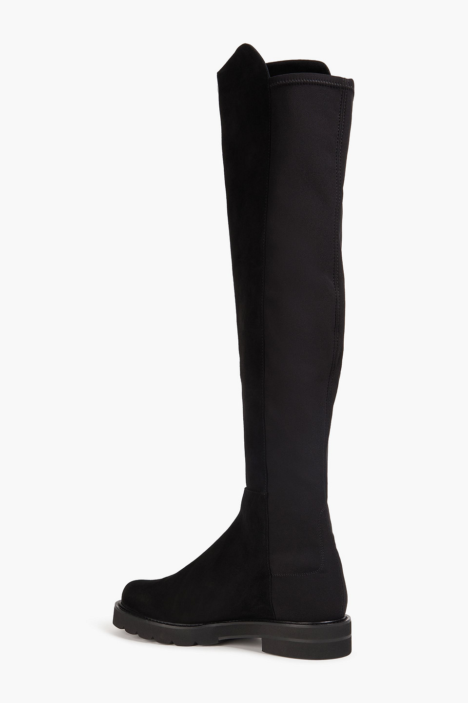 Shop Stuart Weitzman Suede And Neoprene Over-the-knee Boots In Black