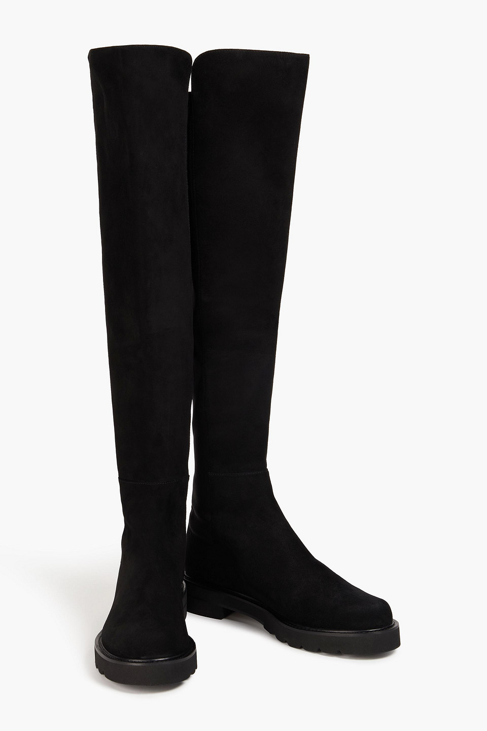 Stuart Weitzman Overknees Aus Veloursleder Und Neopren In Black