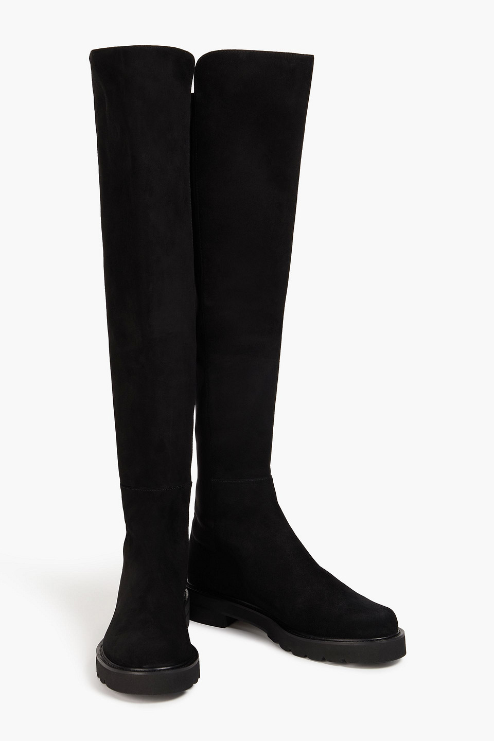 Shop Stuart Weitzman Suede And Neoprene Over-the-knee Boots In Black