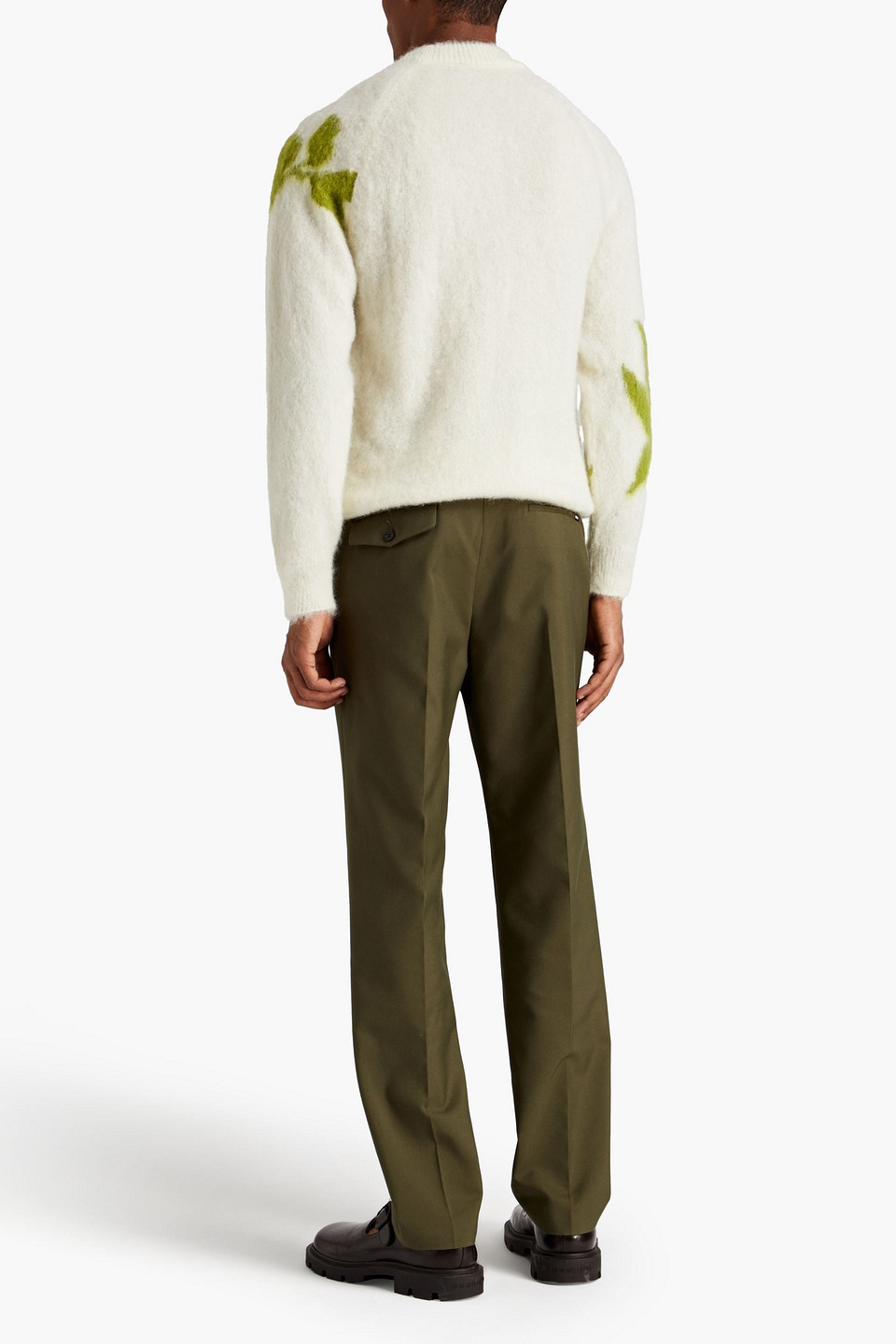 Erdem Nathan Brushed Intarsia-knit Mohair-blend Sweater In Ivory