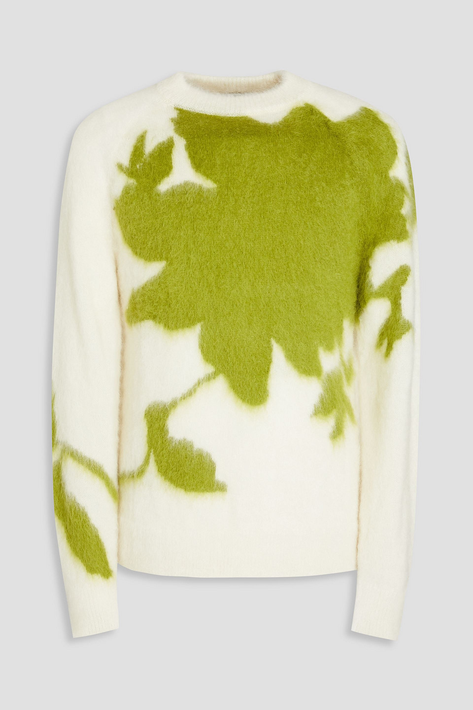 Erdem Nathan Brushed Intarsia-knit Mohair-blend Jumper In Ivory