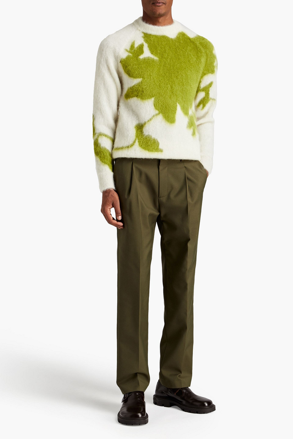 Shop Erdem Nathan Intarsia Mohair-blend Sweater In Ivory