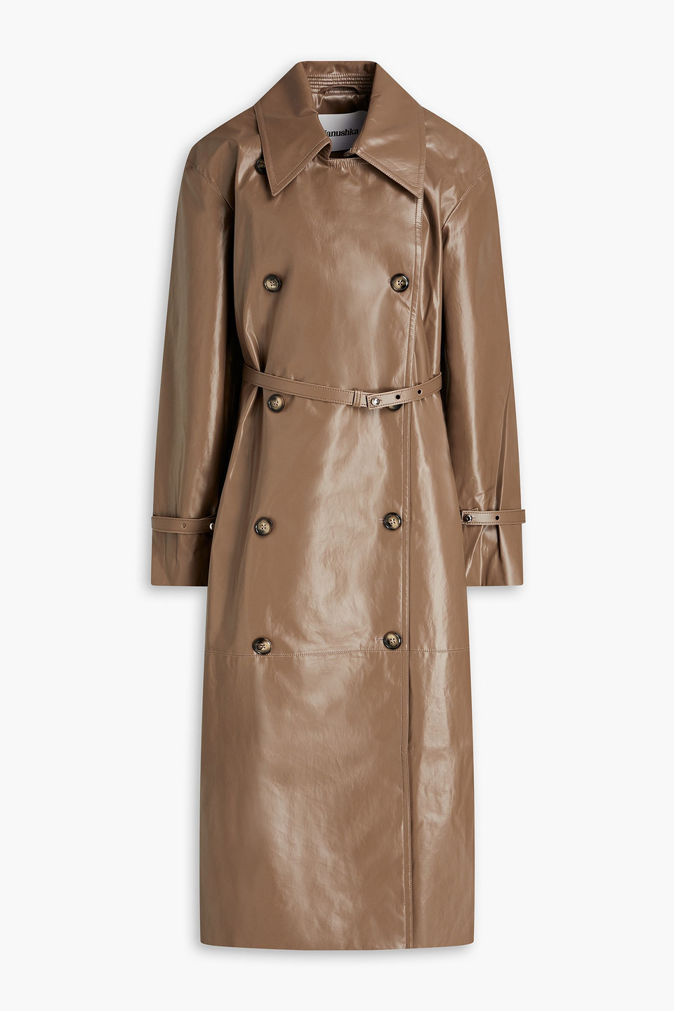 Nanushka Beda Coated Canvas Trench Coat In Light Brown