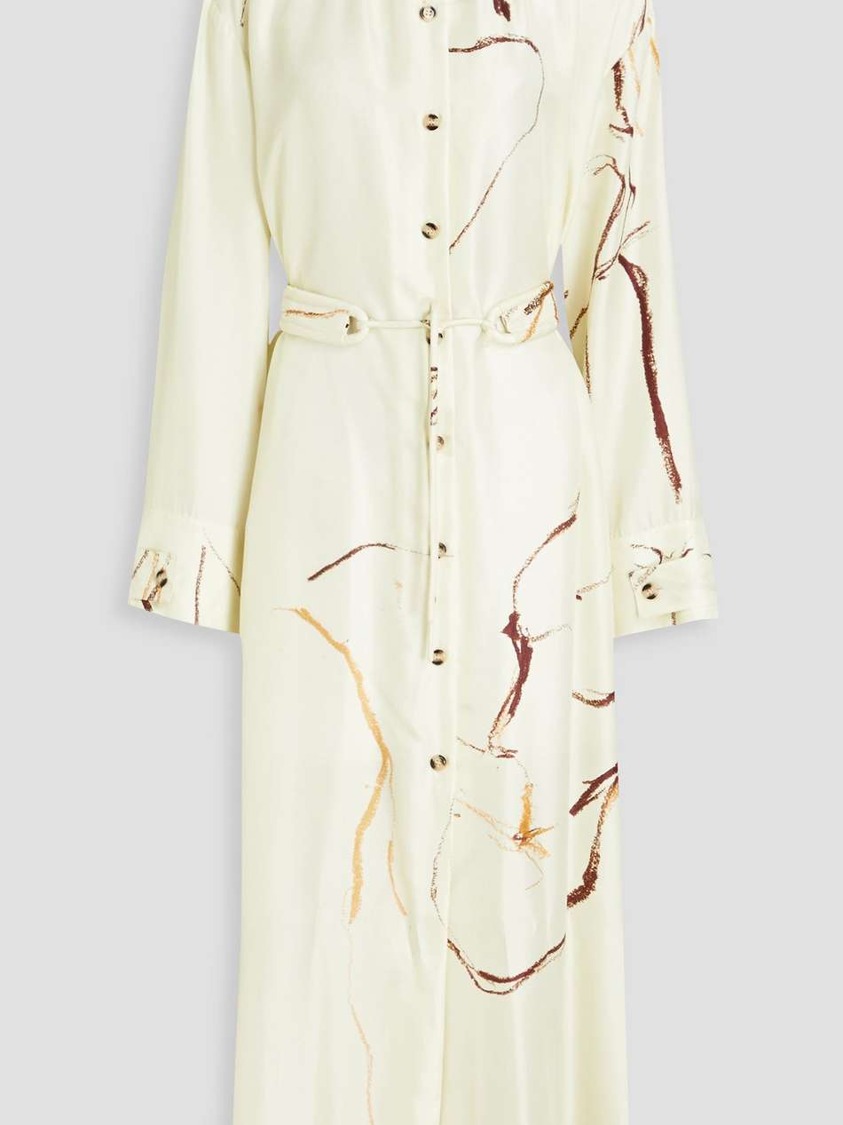 eluna belted silk-twill midi shirt dress