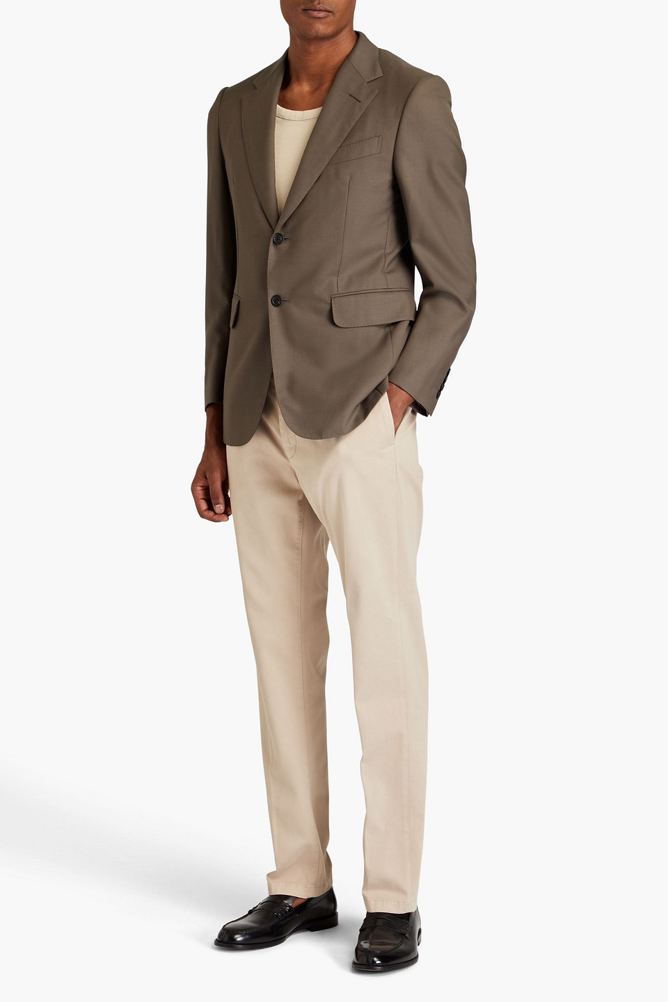 Shop Dunhill Wool Blazer In Taupe