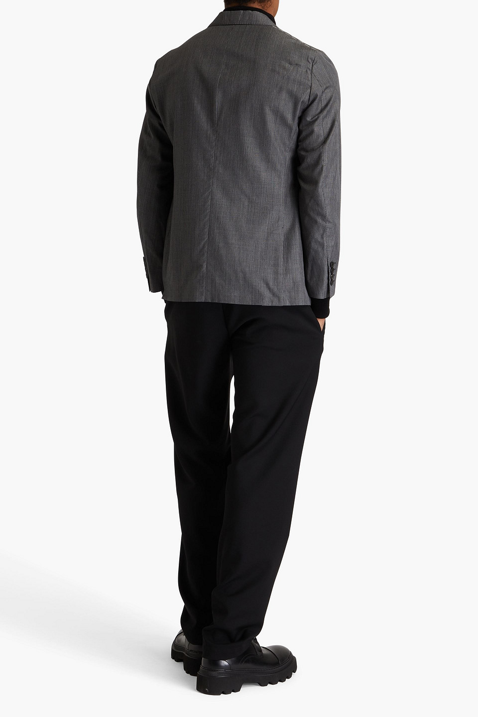 DUNHILL DOUBLE-BREASTED WOOL AND MULBERRY SILK-BLEND BLAZER