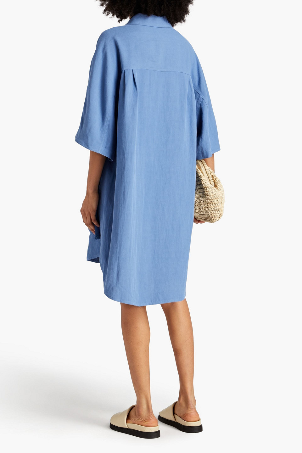 Shop Petar Petrov Pleated Twill Shirt Dress In Light Blue